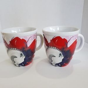 Godiva Chocolatier XL Mug Watercolor On Horse Set of 2